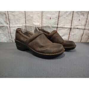 Born BOC Peggy Chocolate Oiled Leather Clogs C45723 Women's Size 10 M